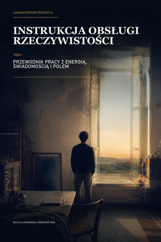 Oryginalna okładka Tomu I: postać przy otwartym, rozświetlonym oknie